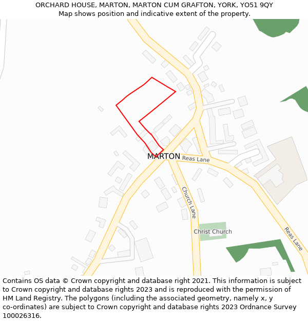 ORCHARD HOUSE, MARTON, MARTON CUM GRAFTON, YORK, YO51 9QY: Location map and indicative extent of plot