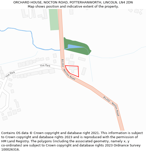 ORCHARD HOUSE, NOCTON ROAD, POTTERHANWORTH, LINCOLN, LN4 2DN: Location map and indicative extent of plot