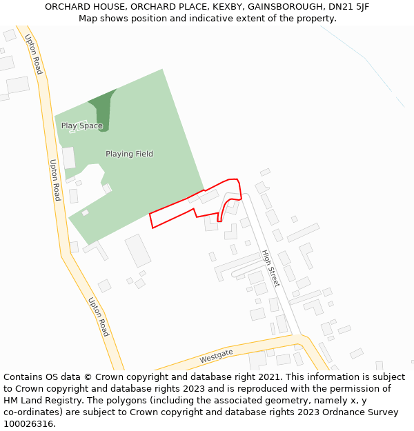 ORCHARD HOUSE, ORCHARD PLACE, KEXBY, GAINSBOROUGH, DN21 5JF: Location map and indicative extent of plot