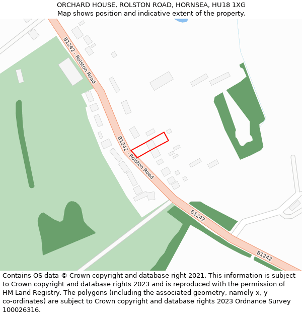 ORCHARD HOUSE, ROLSTON ROAD, HORNSEA, HU18 1XG: Location map and indicative extent of plot