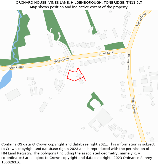 ORCHARD HOUSE, VINES LANE, HILDENBOROUGH, TONBRIDGE, TN11 9LT: Location map and indicative extent of plot