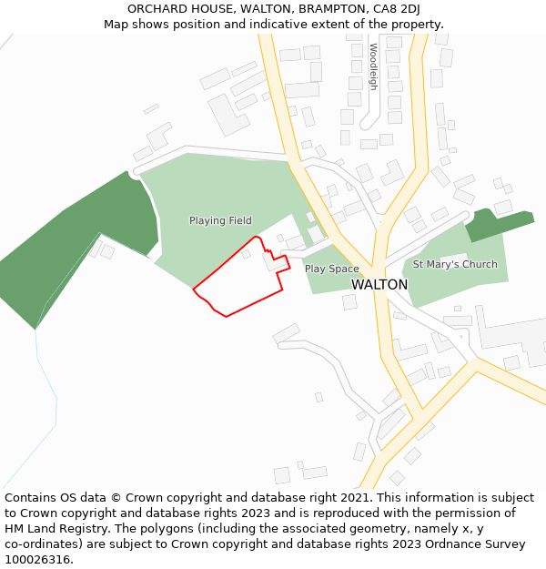 ORCHARD HOUSE, WALTON, BRAMPTON, CA8 2DJ: Location map and indicative extent of plot