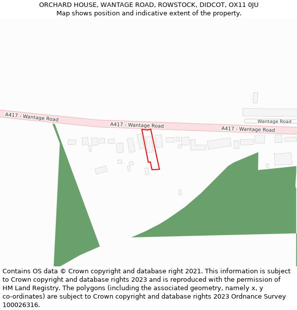 ORCHARD HOUSE, WANTAGE ROAD, ROWSTOCK, DIDCOT, OX11 0JU: Location map and indicative extent of plot