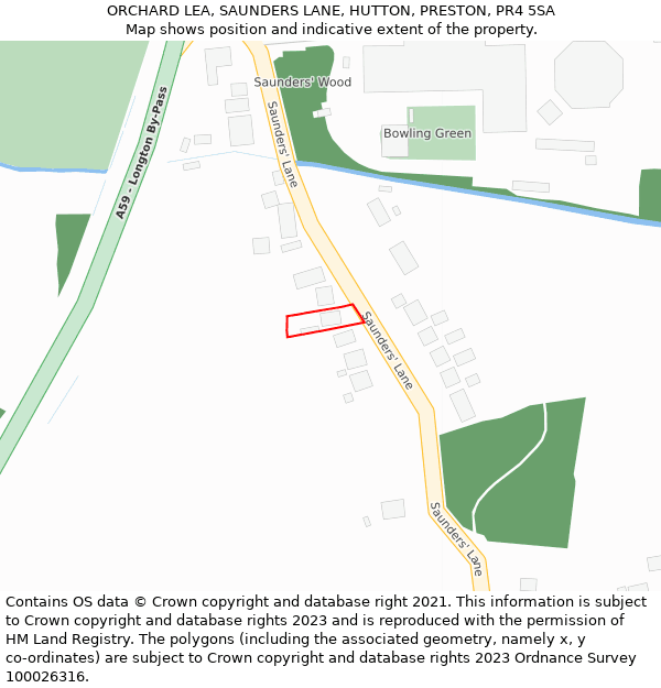 ORCHARD LEA, SAUNDERS LANE, HUTTON, PRESTON, PR4 5SA: Location map and indicative extent of plot