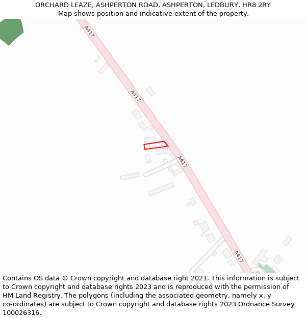 ORCHARD LEAZE, ASHPERTON ROAD, ASHPERTON, LEDBURY, HR8 2RY: Location map and indicative extent of plot