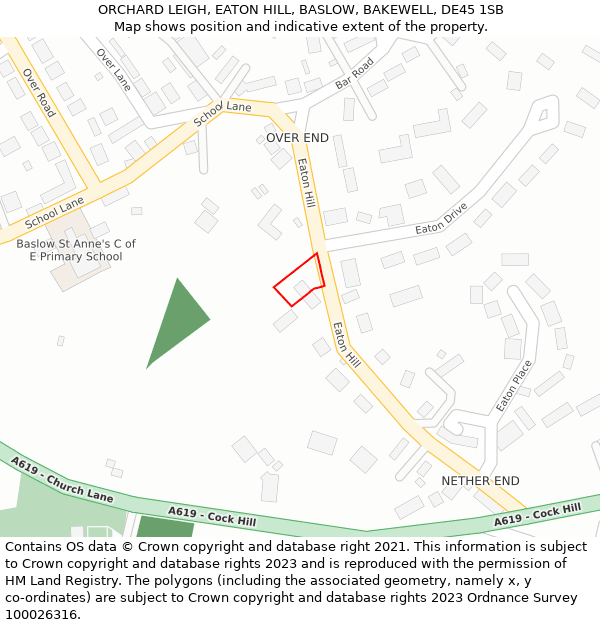 ORCHARD LEIGH, EATON HILL, BASLOW, BAKEWELL, DE45 1SB: Location map and indicative extent of plot