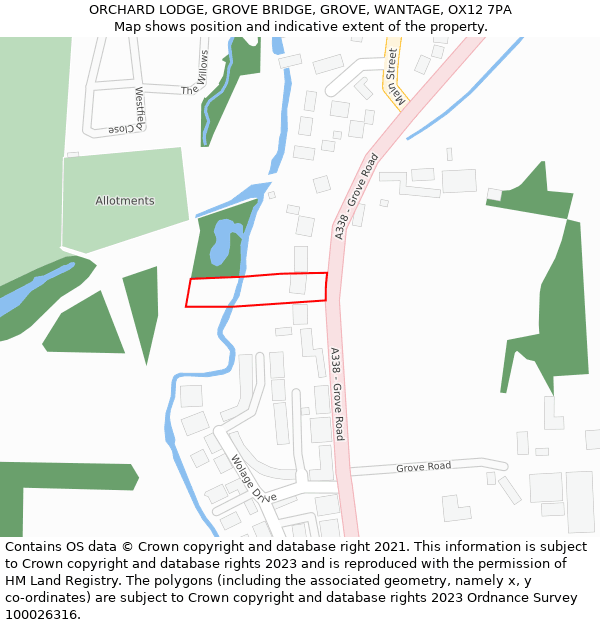 ORCHARD LODGE, GROVE BRIDGE, GROVE, WANTAGE, OX12 7PA: Location map and indicative extent of plot