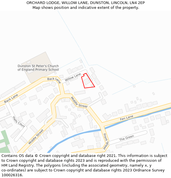 ORCHARD LODGE, WILLOW LANE, DUNSTON, LINCOLN, LN4 2EP: Location map and indicative extent of plot