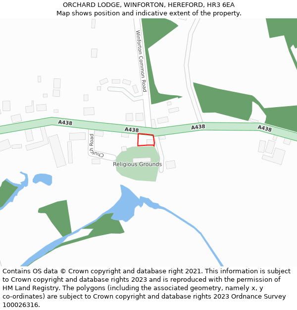 ORCHARD LODGE, WINFORTON, HEREFORD, HR3 6EA: Location map and indicative extent of plot