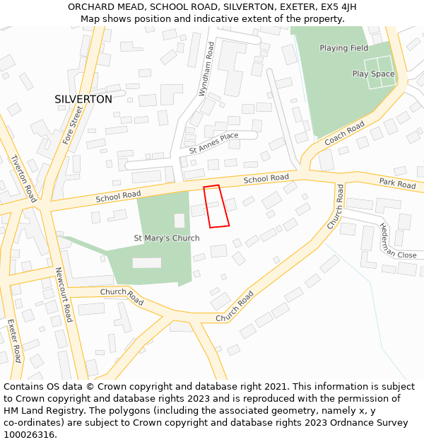 ORCHARD MEAD, SCHOOL ROAD, SILVERTON, EXETER, EX5 4JH: Location map and indicative extent of plot