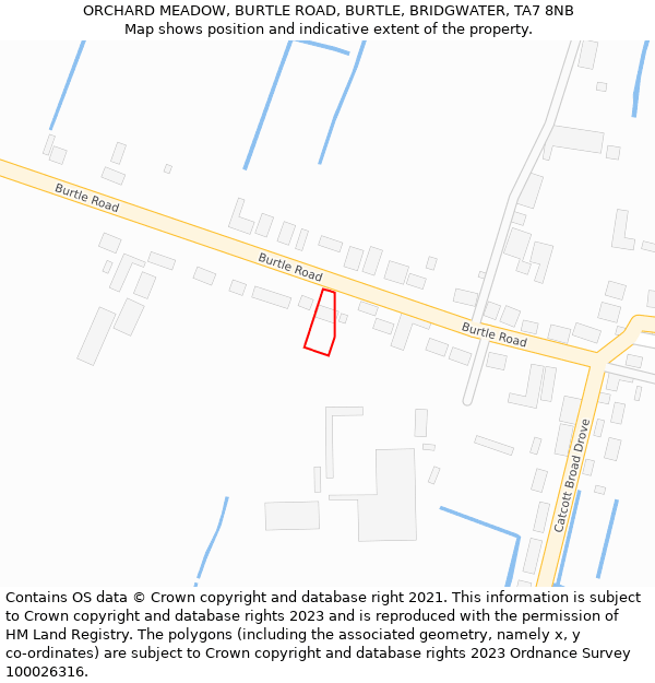 ORCHARD MEADOW, BURTLE ROAD, BURTLE, BRIDGWATER, TA7 8NB: Location map and indicative extent of plot