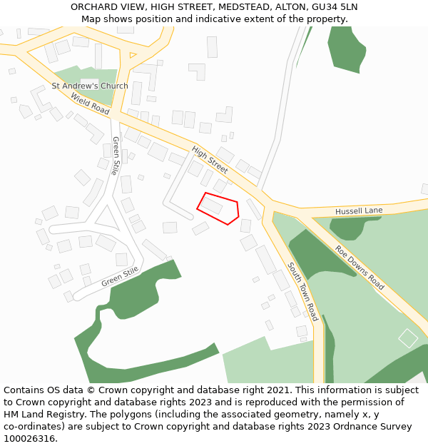 ORCHARD VIEW, HIGH STREET, MEDSTEAD, ALTON, GU34 5LN: Location map and indicative extent of plot