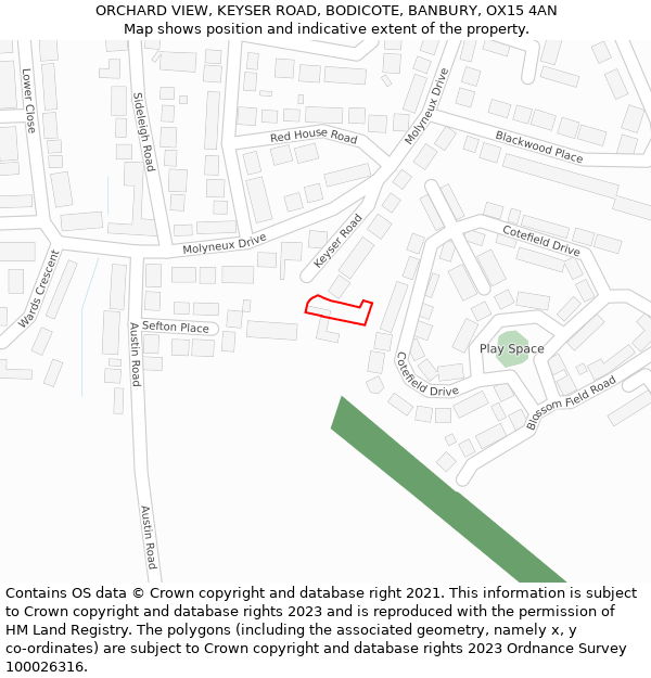 ORCHARD VIEW, KEYSER ROAD, BODICOTE, BANBURY, OX15 4AN: Location map and indicative extent of plot