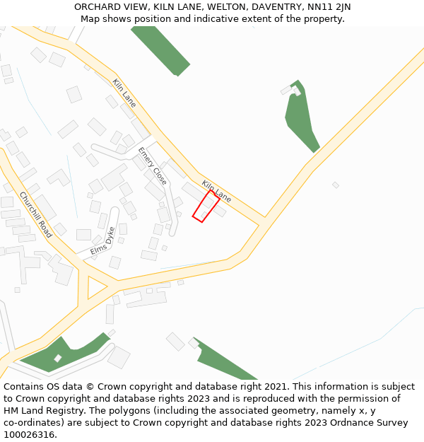 ORCHARD VIEW, KILN LANE, WELTON, DAVENTRY, NN11 2JN: Location map and indicative extent of plot