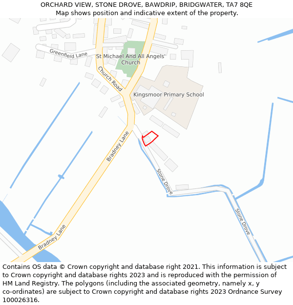 ORCHARD VIEW, STONE DROVE, BAWDRIP, BRIDGWATER, TA7 8QE: Location map and indicative extent of plot