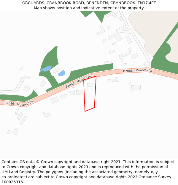 ORCHARDS, CRANBROOK ROAD, BENENDEN, CRANBROOK, TN17 4ET: Location map and indicative extent of plot