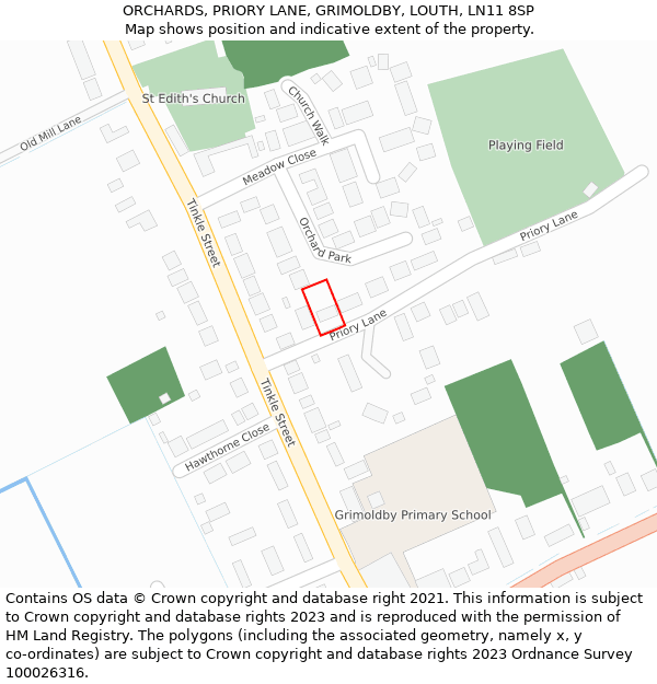 ORCHARDS, PRIORY LANE, GRIMOLDBY, LOUTH, LN11 8SP: Location map and indicative extent of plot