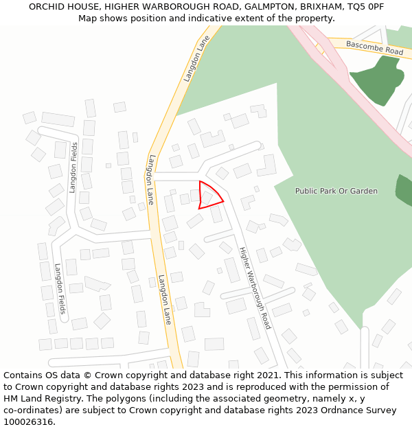 ORCHID HOUSE, HIGHER WARBOROUGH ROAD, GALMPTON, BRIXHAM, TQ5 0PF: Location map and indicative extent of plot