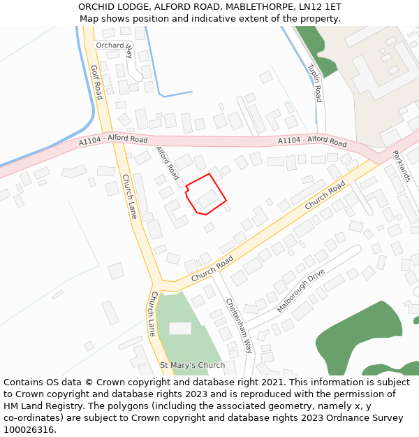 ORCHID LODGE, ALFORD ROAD, MABLETHORPE, LN12 1ET: Location map and indicative extent of plot