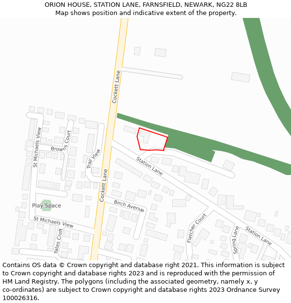 ORION HOUSE, STATION LANE, FARNSFIELD, NEWARK, NG22 8LB: Location map and indicative extent of plot