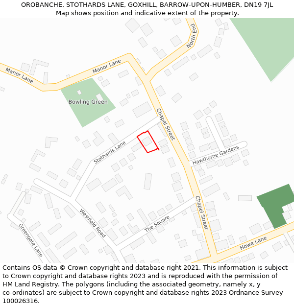 OROBANCHE, STOTHARDS LANE, GOXHILL, BARROW-UPON-HUMBER, DN19 7JL: Location map and indicative extent of plot