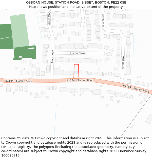 OSBORN HOUSE, STATION ROAD, SIBSEY, BOSTON, PE22 0SB: Location map and indicative extent of plot
