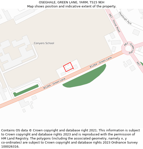 OSEGHALE, GREEN LANE, YARM, TS15 9EH: Location map and indicative extent of plot