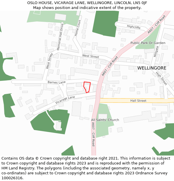 OSLO HOUSE, VICARAGE LANE, WELLINGORE, LINCOLN, LN5 0JF: Location map and indicative extent of plot