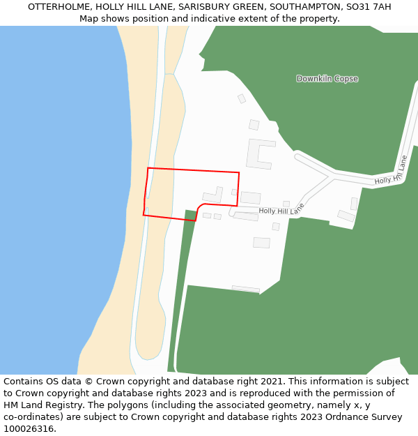 OTTERHOLME, HOLLY HILL LANE, SARISBURY GREEN, SOUTHAMPTON, SO31 7AH: Location map and indicative extent of plot