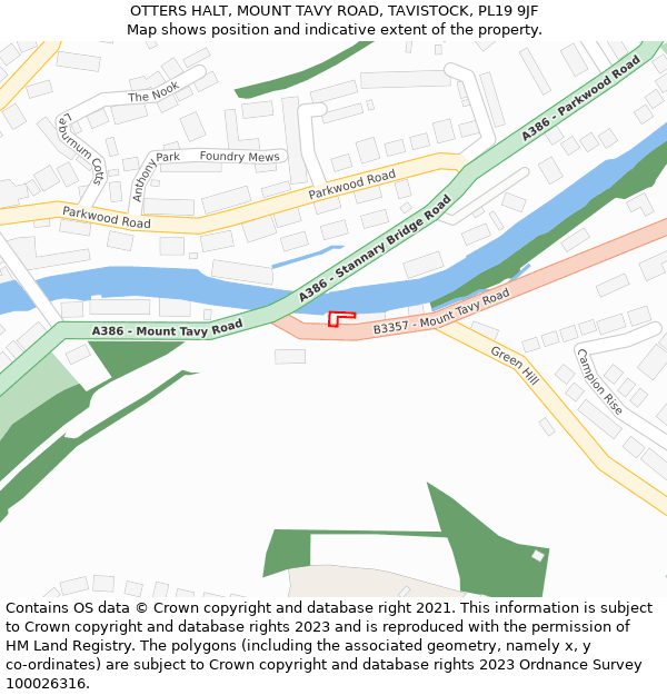 OTTERS HALT, MOUNT TAVY ROAD, TAVISTOCK, PL19 9JF: Location map and indicative extent of plot