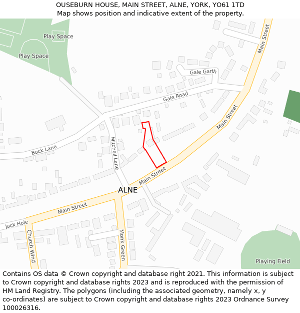 OUSEBURN HOUSE, MAIN STREET, ALNE, YORK, YO61 1TD: Location map and indicative extent of plot