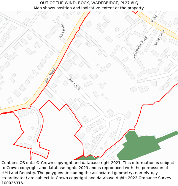 OUT OF THE WIND, ROCK, WADEBRIDGE, PL27 6LQ: Location map and indicative extent of plot