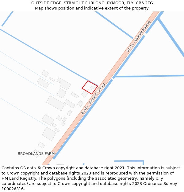 OUTSIDE EDGE, STRAIGHT FURLONG, PYMOOR, ELY, CB6 2EG: Location map and indicative extent of plot