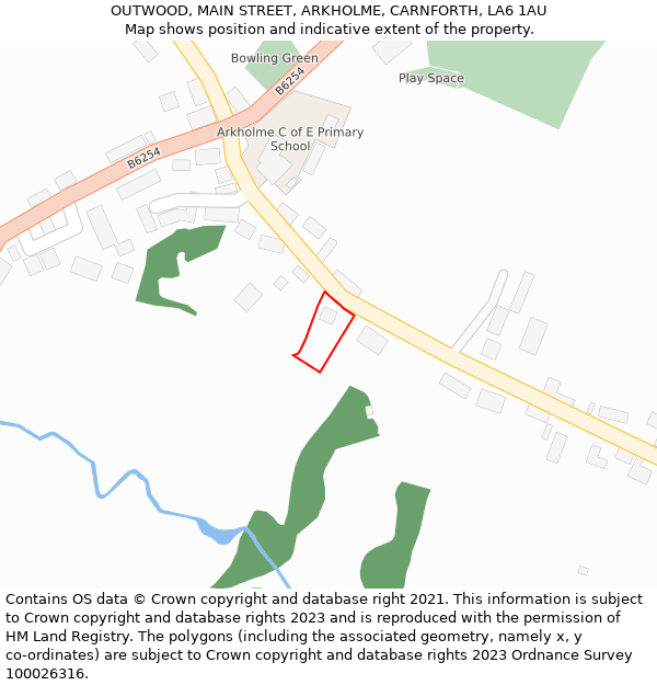 OUTWOOD, MAIN STREET, ARKHOLME, CARNFORTH, LA6 1AU: Location map and indicative extent of plot