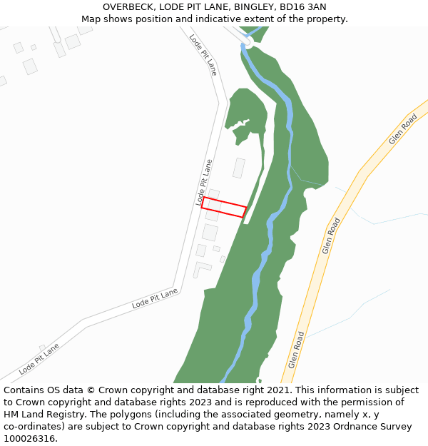 OVERBECK, LODE PIT LANE, BINGLEY, BD16 3AN: Location map and indicative extent of plot