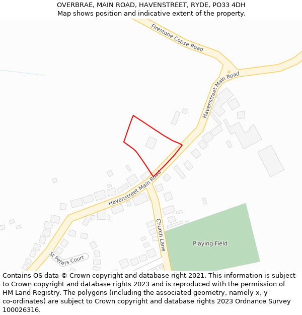 OVERBRAE, MAIN ROAD, HAVENSTREET, RYDE, PO33 4DH: Location map and indicative extent of plot