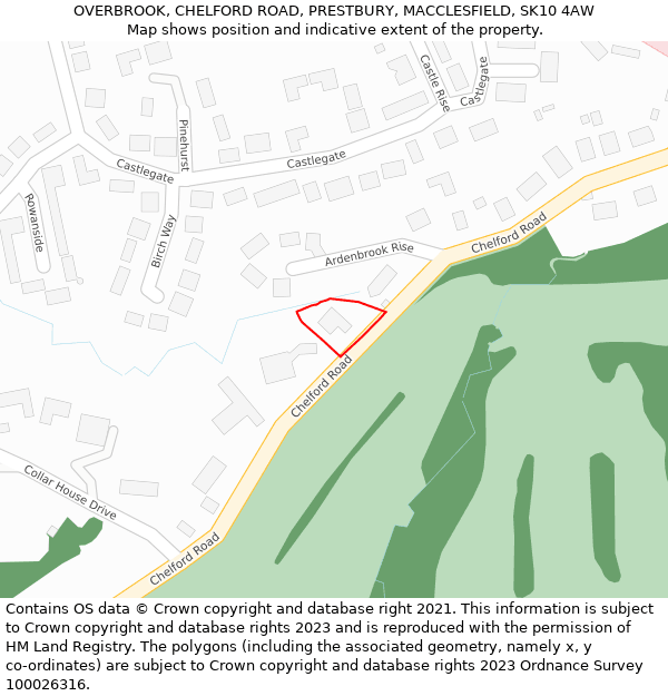 OVERBROOK, CHELFORD ROAD, PRESTBURY, MACCLESFIELD, SK10 4AW: Location map and indicative extent of plot