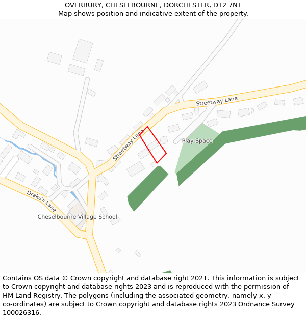 OVERBURY, CHESELBOURNE, DORCHESTER, DT2 7NT: Location map and indicative extent of plot