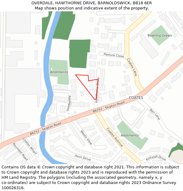 OVERDALE, HAWTHORNE DRIVE, BARNOLDSWICK, BB18 6ER: Location map and indicative extent of plot