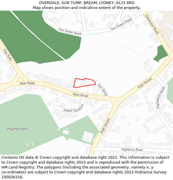 OVERDALE, SUN TUMP, BREAM, LYDNEY, GL15 6RD: Location map and indicative extent of plot