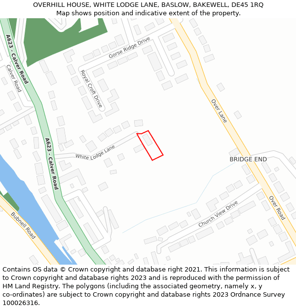 OVERHILL HOUSE, WHITE LODGE LANE, BASLOW, BAKEWELL, DE45 1RQ: Location map and indicative extent of plot