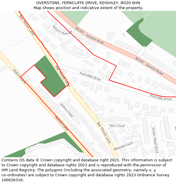 OVERSTONE, FERNCLIFFE DRIVE, KEIGHLEY, BD20 6HN: Location map and indicative extent of plot