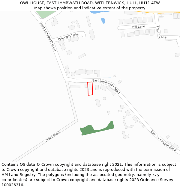 OWL HOUSE, EAST LAMBWATH ROAD, WITHERNWICK, HULL, HU11 4TW: Location map and indicative extent of plot