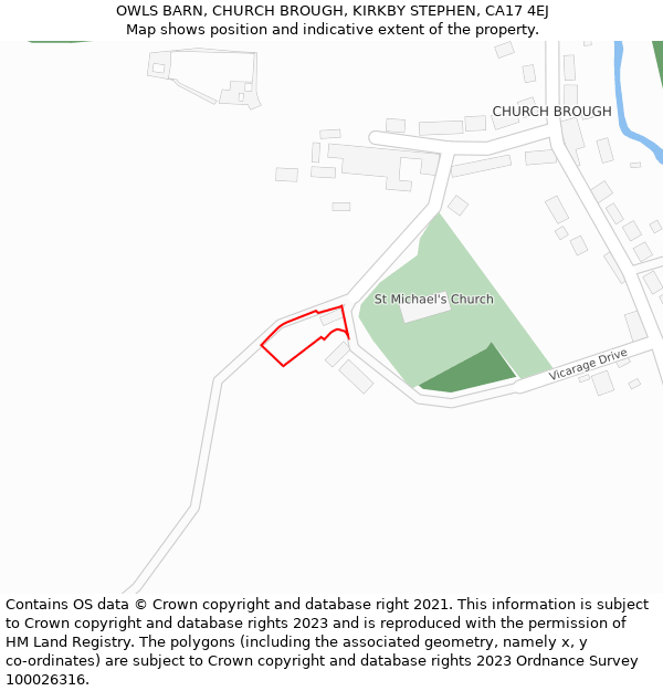 OWLS BARN, CHURCH BROUGH, KIRKBY STEPHEN, CA17 4EJ: Location map and indicative extent of plot