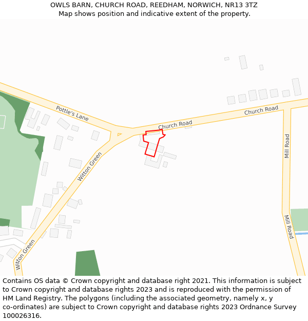 OWLS BARN, CHURCH ROAD, REEDHAM, NORWICH, NR13 3TZ: Location map and indicative extent of plot
