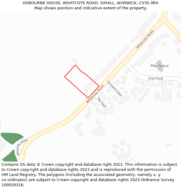 OXBOURNE HOUSE, WHATCOTE ROAD, OXHILL, WARWICK, CV35 0RA: Location map and indicative extent of plot