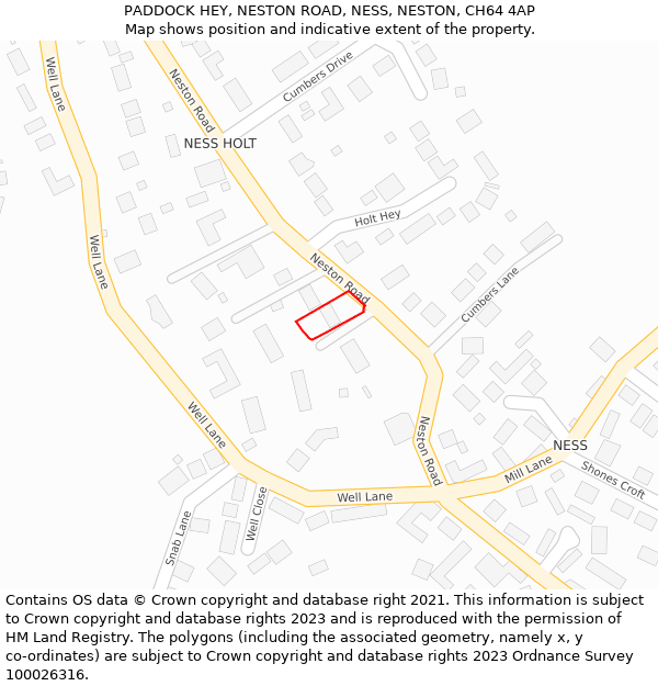 PADDOCK HEY, NESTON ROAD, NESS, NESTON, CH64 4AP: Location map and indicative extent of plot