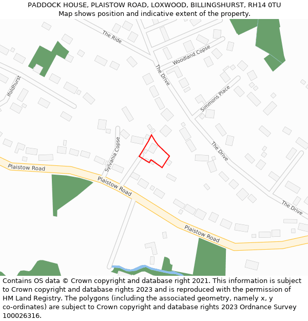 PADDOCK HOUSE, PLAISTOW ROAD, LOXWOOD, BILLINGSHURST, RH14 0TU: Location map and indicative extent of plot