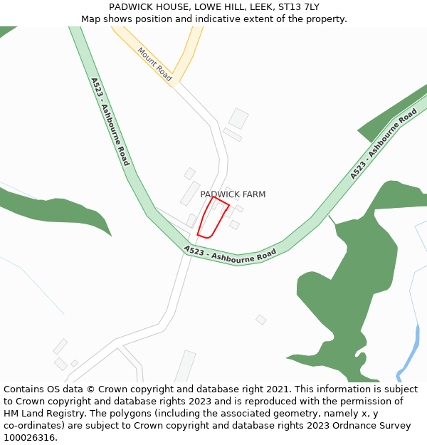 PADWICK HOUSE, LOWE HILL, LEEK, ST13 7LY: Location map and indicative extent of plot