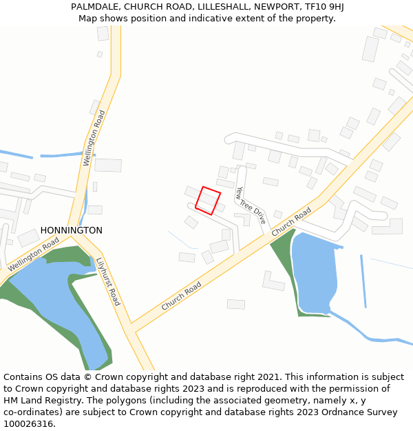 PALMDALE, CHURCH ROAD, LILLESHALL, NEWPORT, TF10 9HJ: Location map and indicative extent of plot